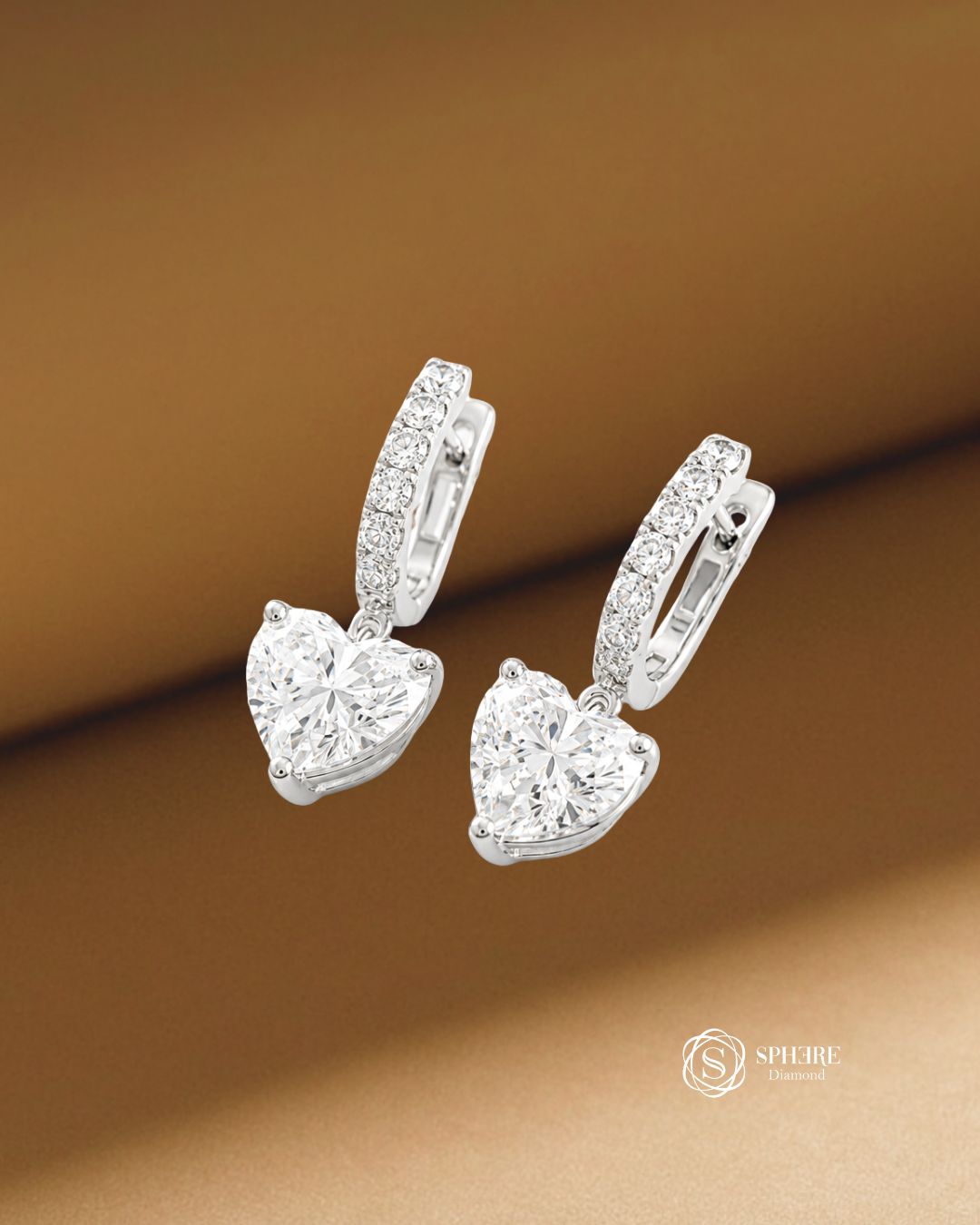 Amora Heart Lab Grown Diamond Drop Hoop Earrings | IGI Certified