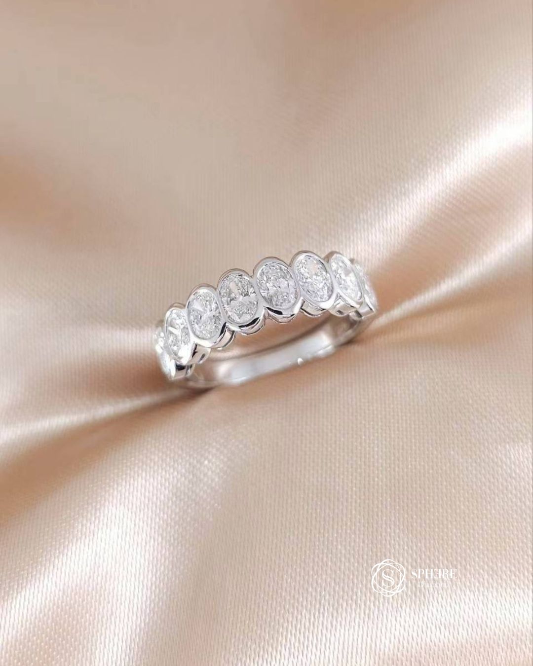 Oval Cut Diamond Half Eternity Ring