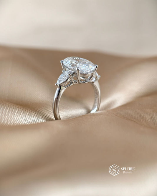 3 Stones Oval Cut Diamond Ring