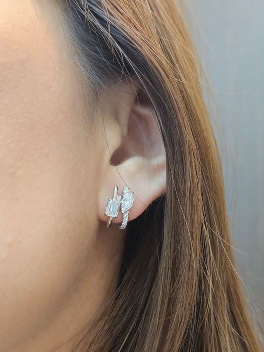 Marquise and emerald cut earring