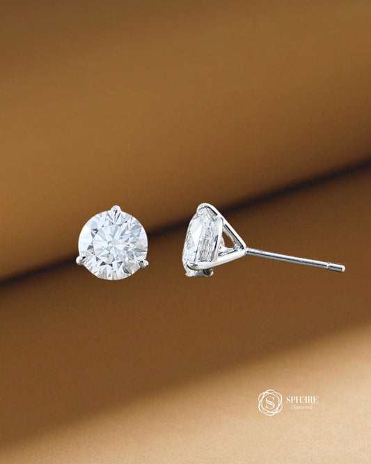 Round Cut Lab Grown Diamond Stud Earrings by Sphere Diamond Bangkok Thailand