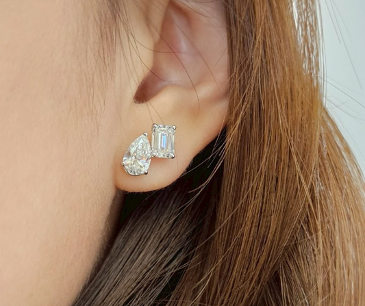 Toi Et Moi Earring - Emerald & Pear