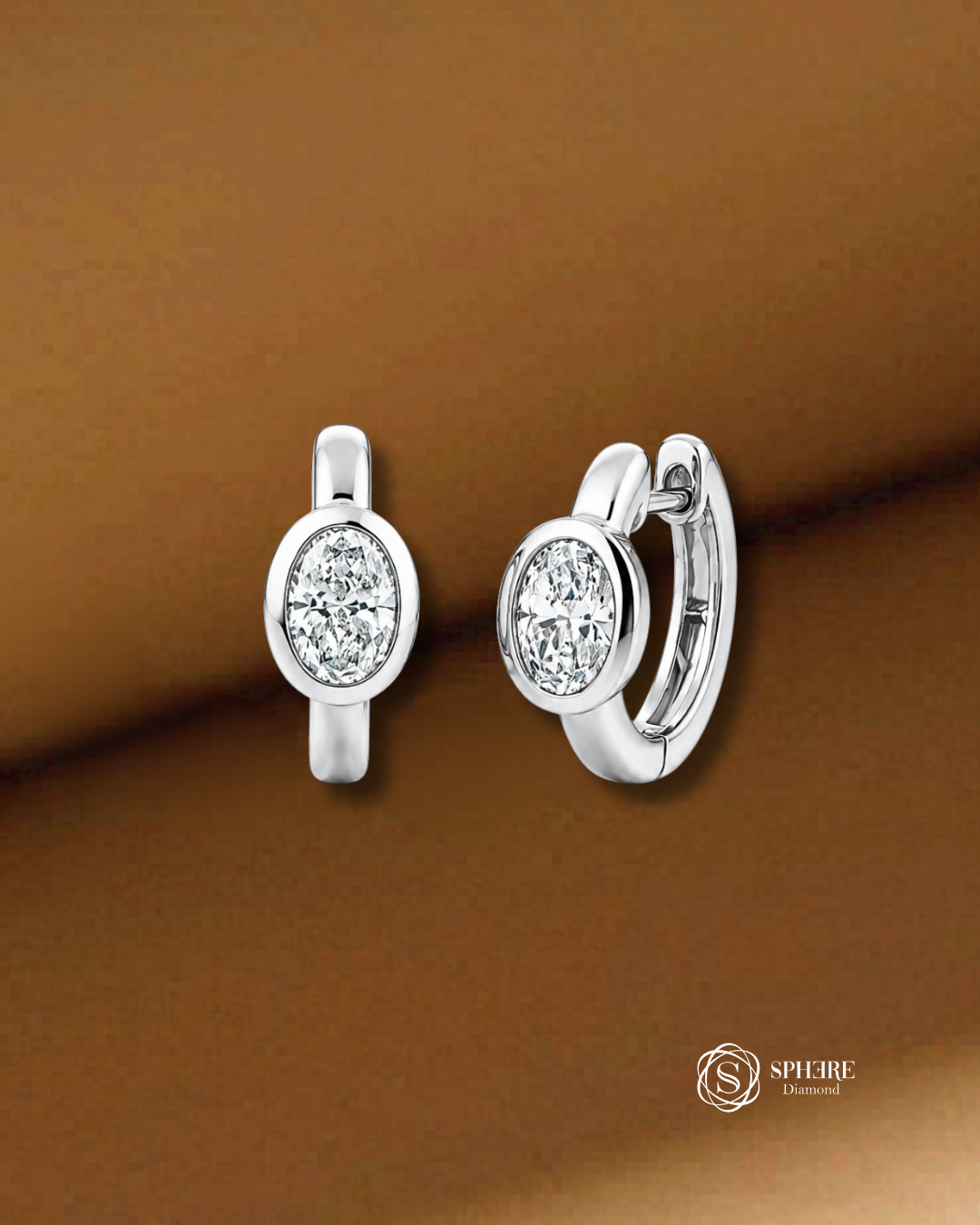 Oval Cut Lab Grown Diamond Earrings White Gold Bangkok Thailand