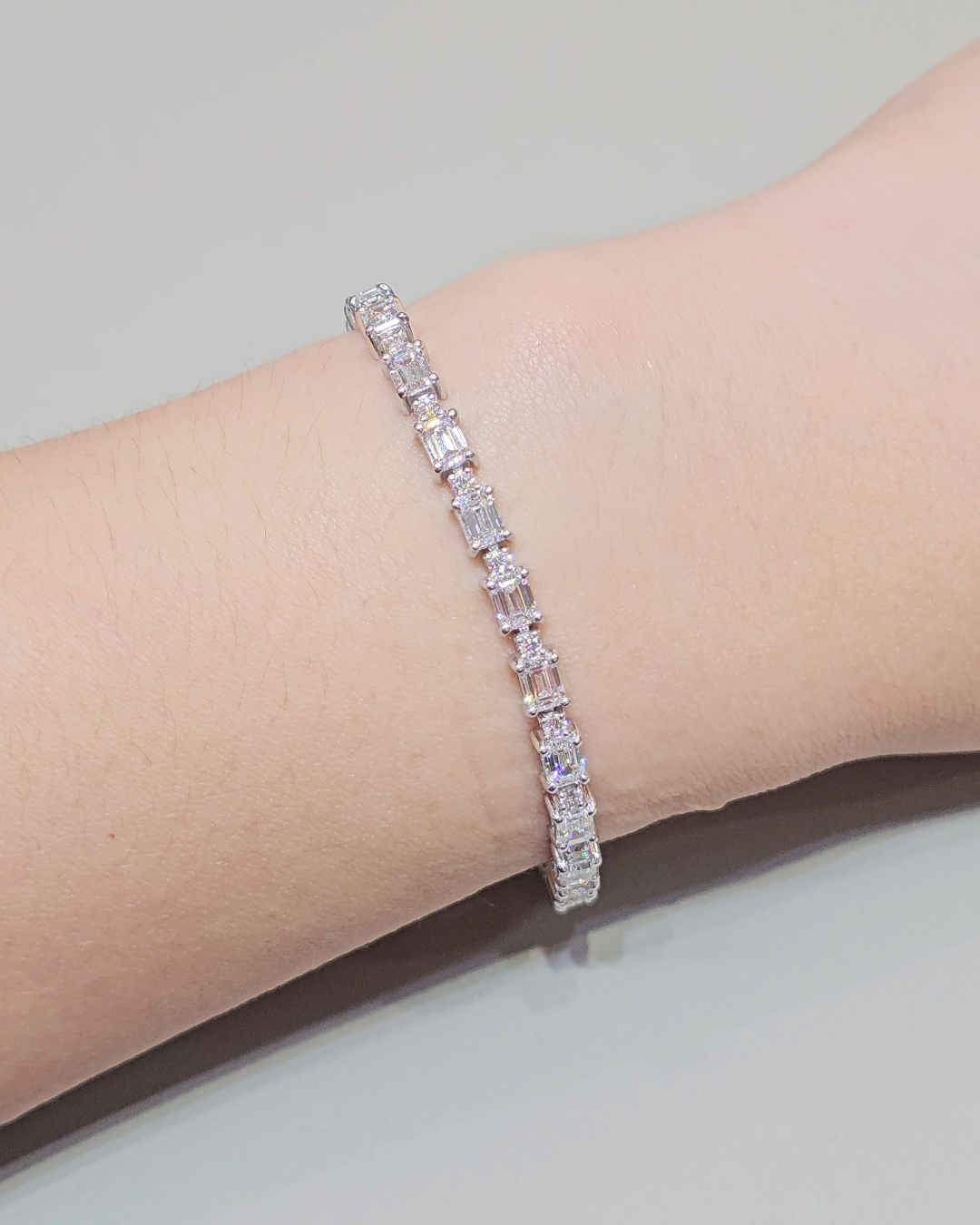 Emerald Cut Lab Grown Diamond Tennis Bracelet