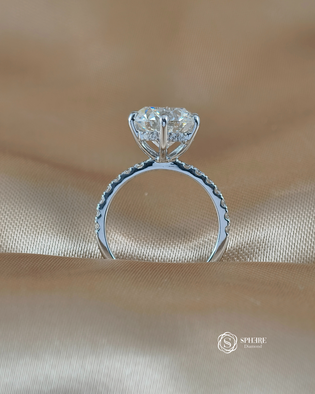 Classic Solitaire Diamond Ring with Pavé Band