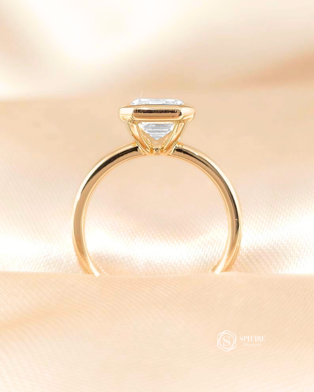 Emerald Cut Diamond Bezel Ring