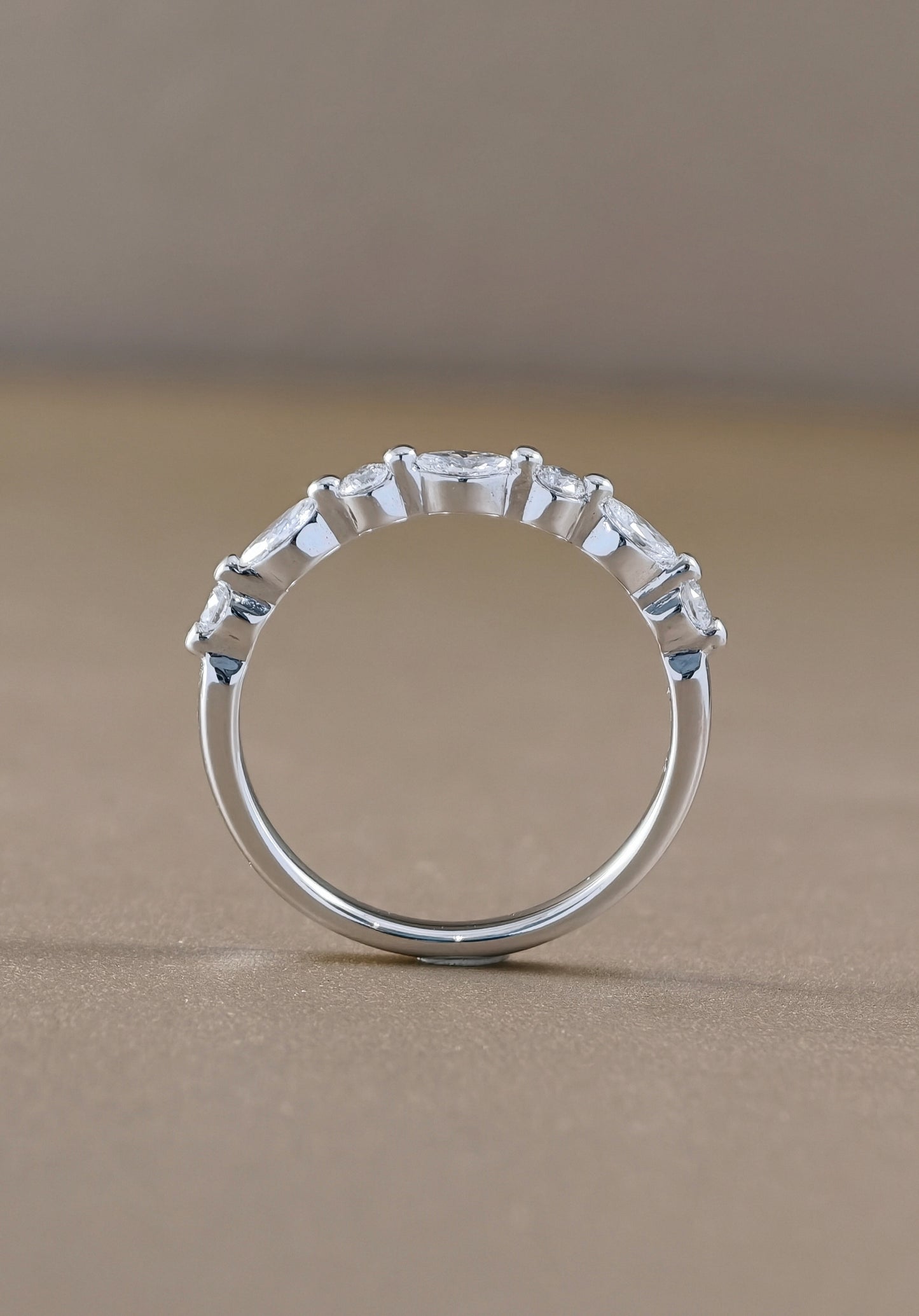 Round and Marquise Cut Half Eternity white Gold 18K