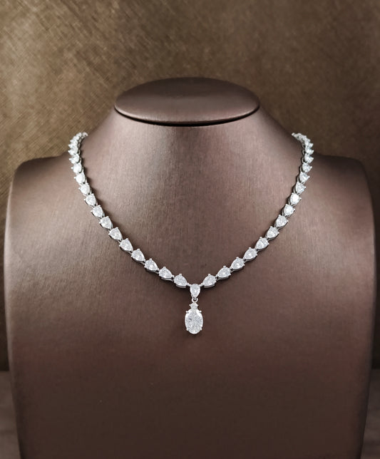 Pear shape Lab Grown Diamond Tennis Necklace