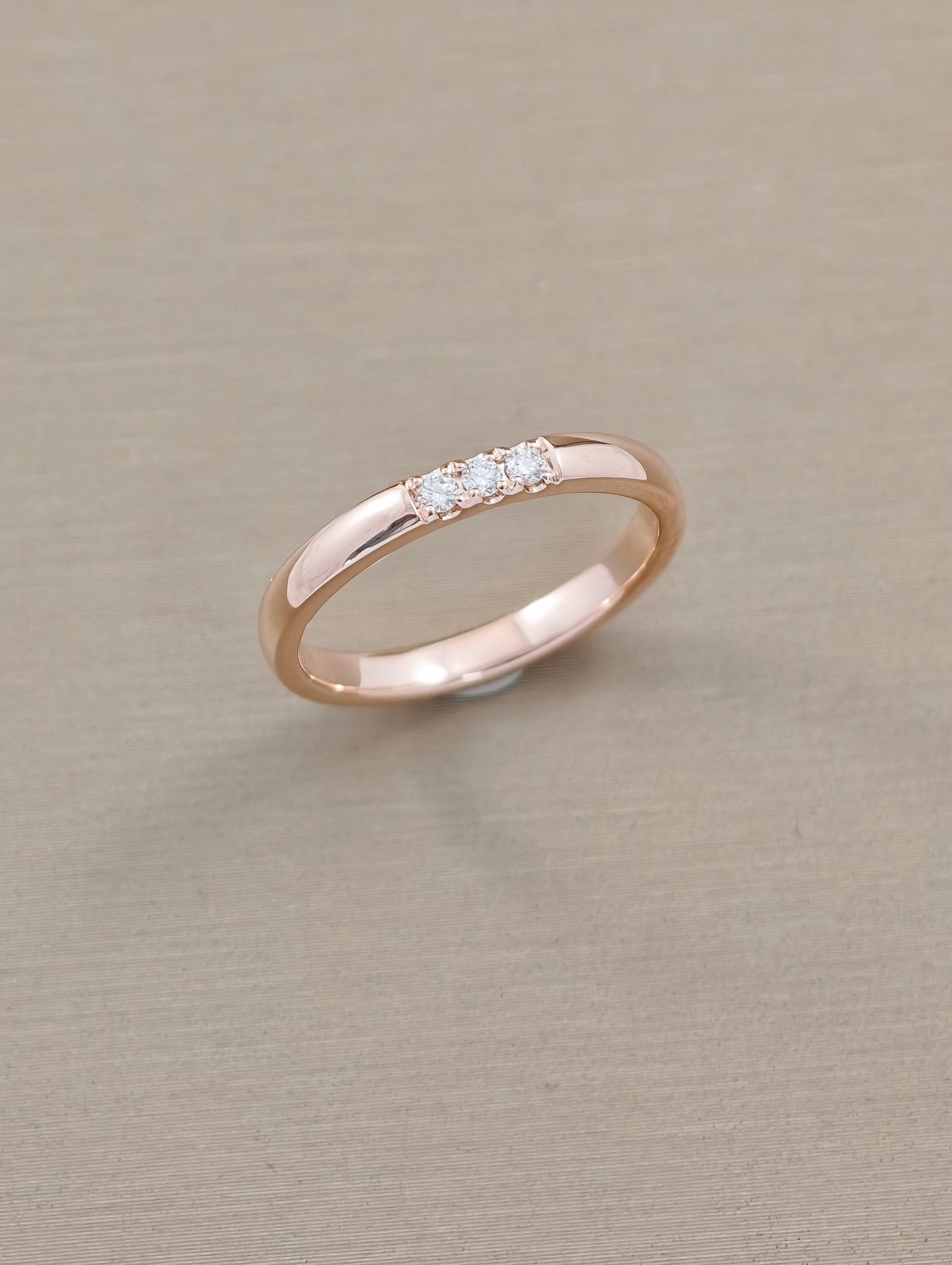 Roselle Petite Round Lab Grown Diamond Half Eternity Ring in Pink Gold