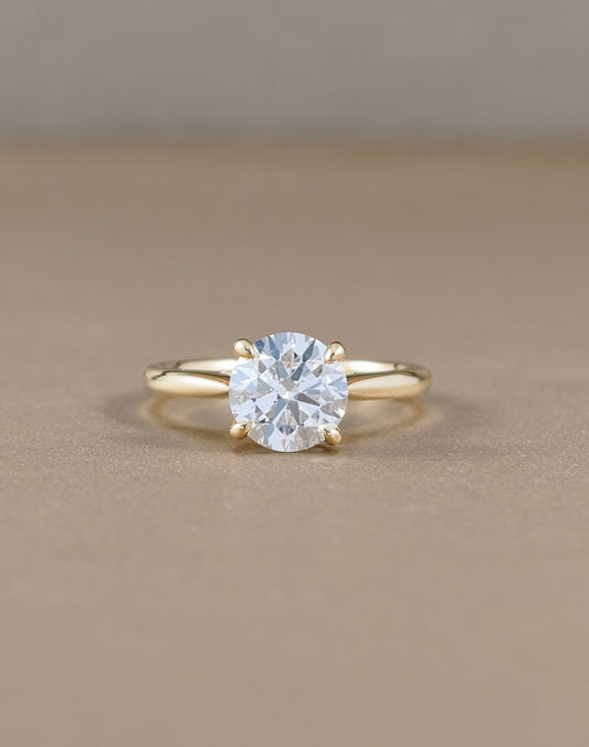 Yellow Gold Round Brilliant Lab Grown Diamond Engagement Ring rear view Sphere Diamond