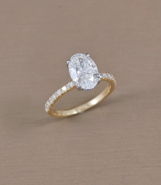 Oval cut lab grown diamond Engagement ring two tone