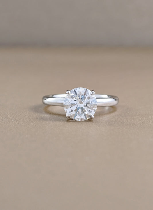 round cut diamond lab grown engagement Ring White gold