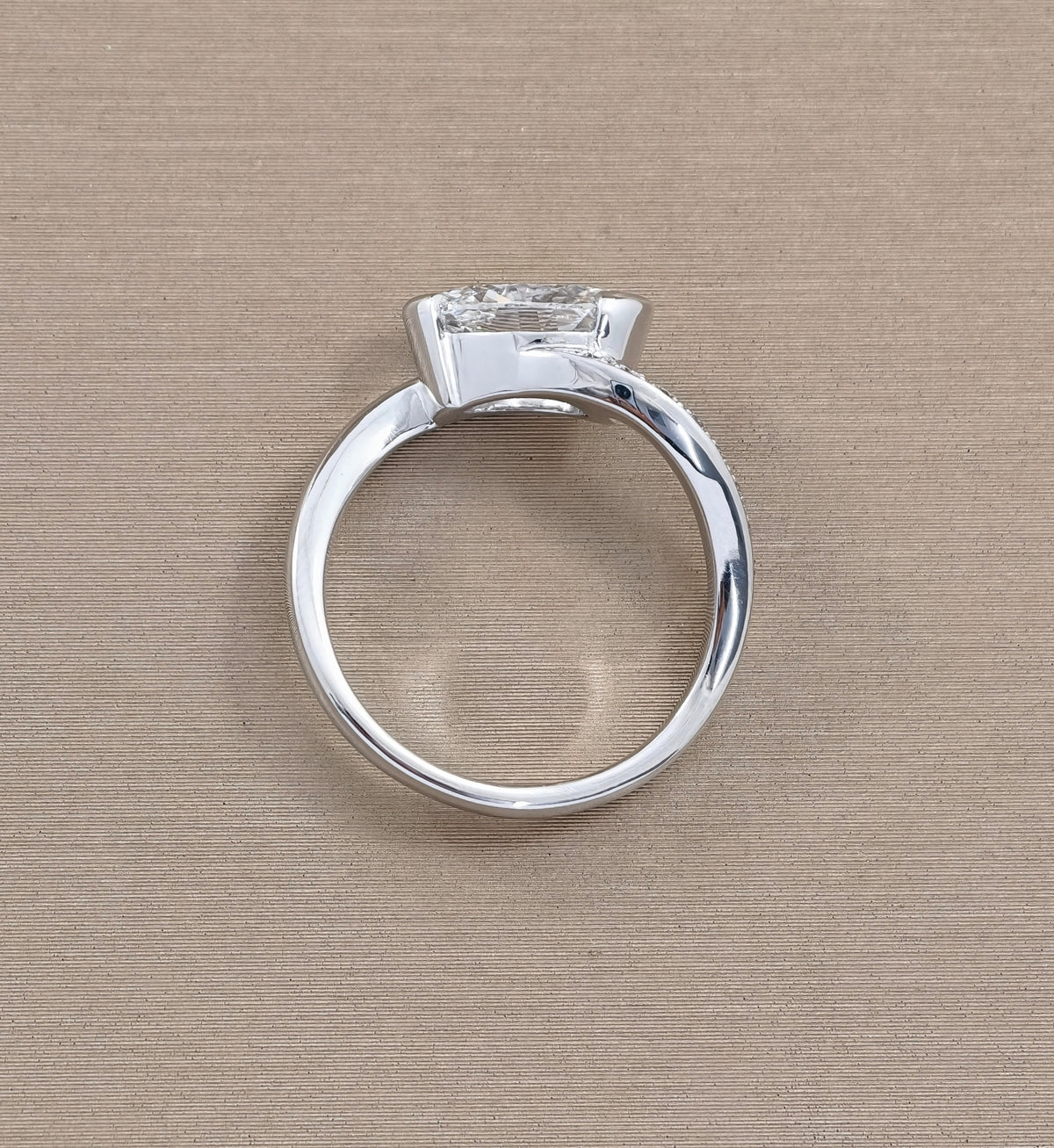 Aurora Oval Curve Half Pavé Lab Grown Diamond Engagement Ring in White Gold | IGI Certified
