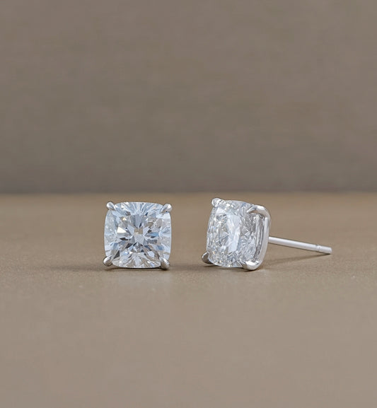 Cushion Cut Lab Grown Diamond Stud Earrings