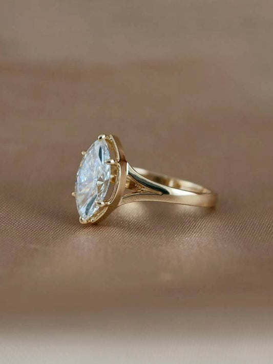 Marquise Bezel Prong solitaire Lab grown diamond Ring