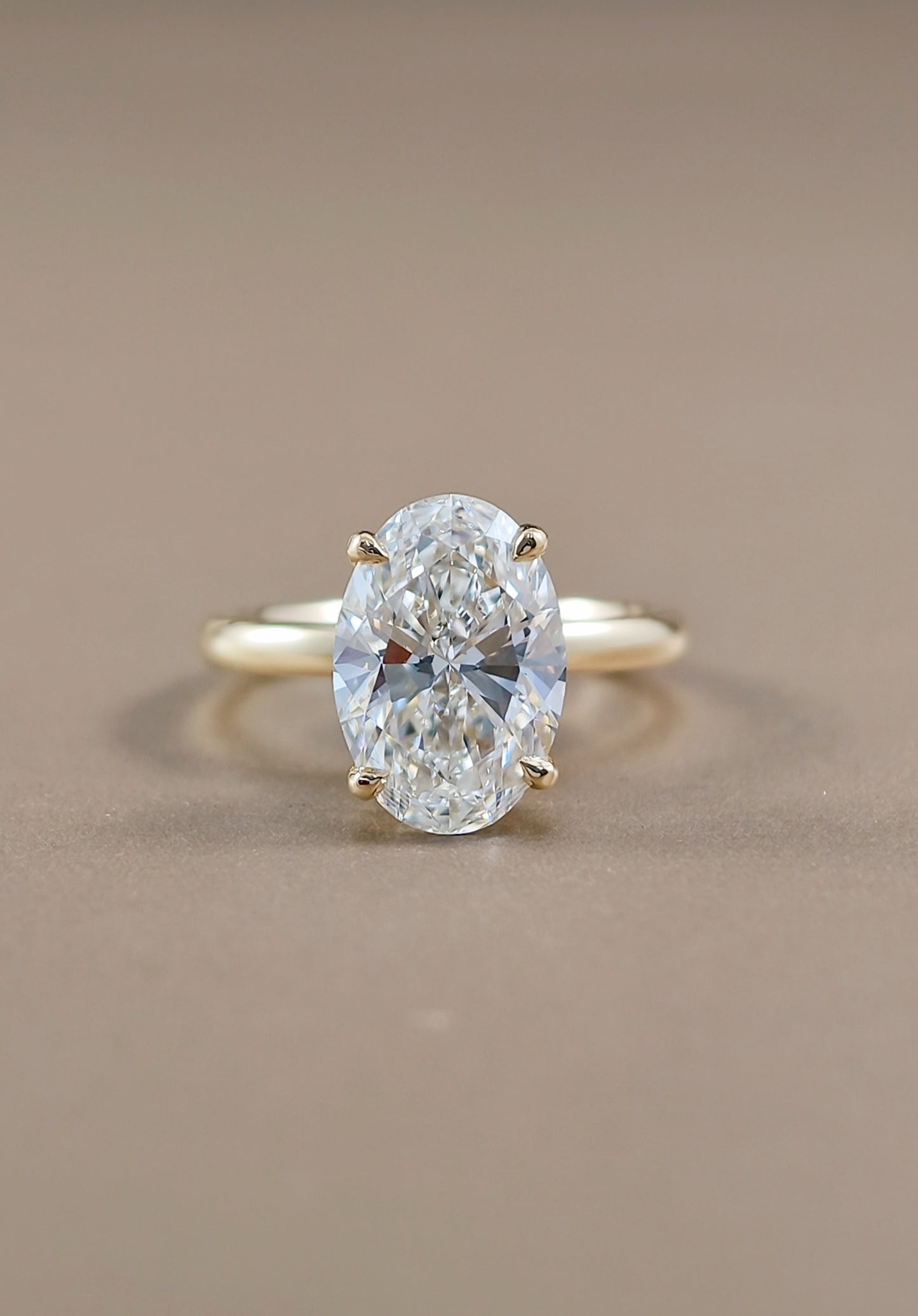 Oval solitaire Classic with hidden halo lab grown diamond engagement ring