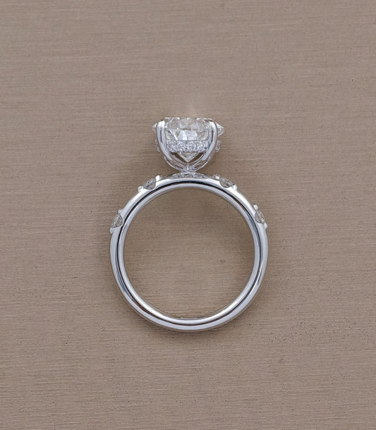 Oval Dot Hidden Halo Lab Grown Diamond Engagement Ring