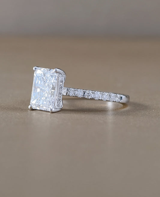 Elysian Radiant Cut Pavé Lab Grown Diamond Engagement Ring by Sphere Diamond Bangkok Thailand