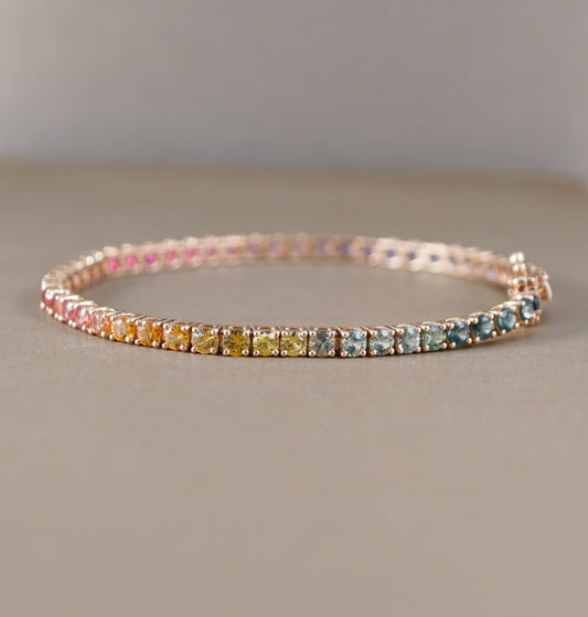 Rainbow sapphire tennis bracelet