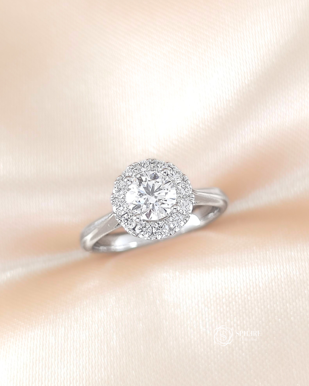 Round Diamond Halo with Pave Setting