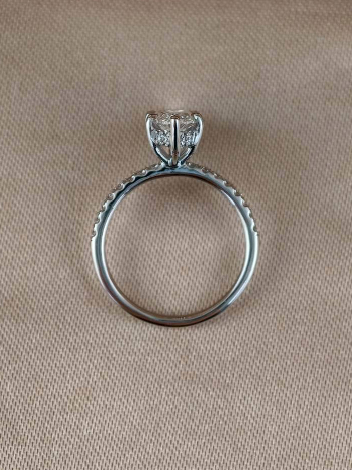 Rear view of Marquise Lab Grown Diamond Pavé Solitaire Engagement Ring showing six-prong setting | Sphere Diamond Bangkok