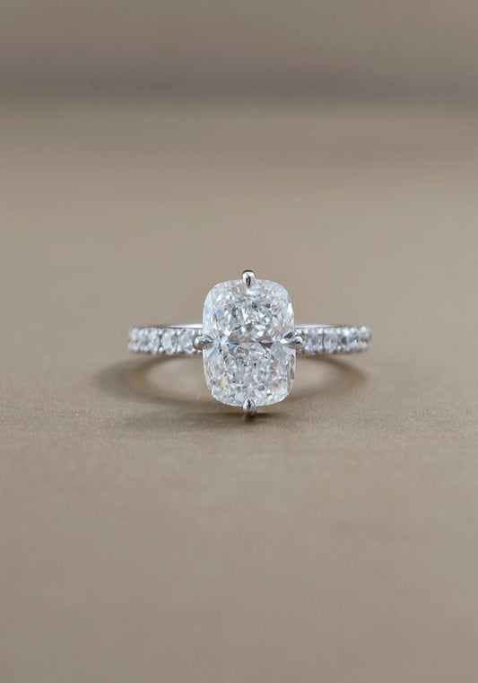 Cushion Lab Grown Diamond Hidden Halo Pavé Engagement Ring in Bangkok | Sphere Diamond