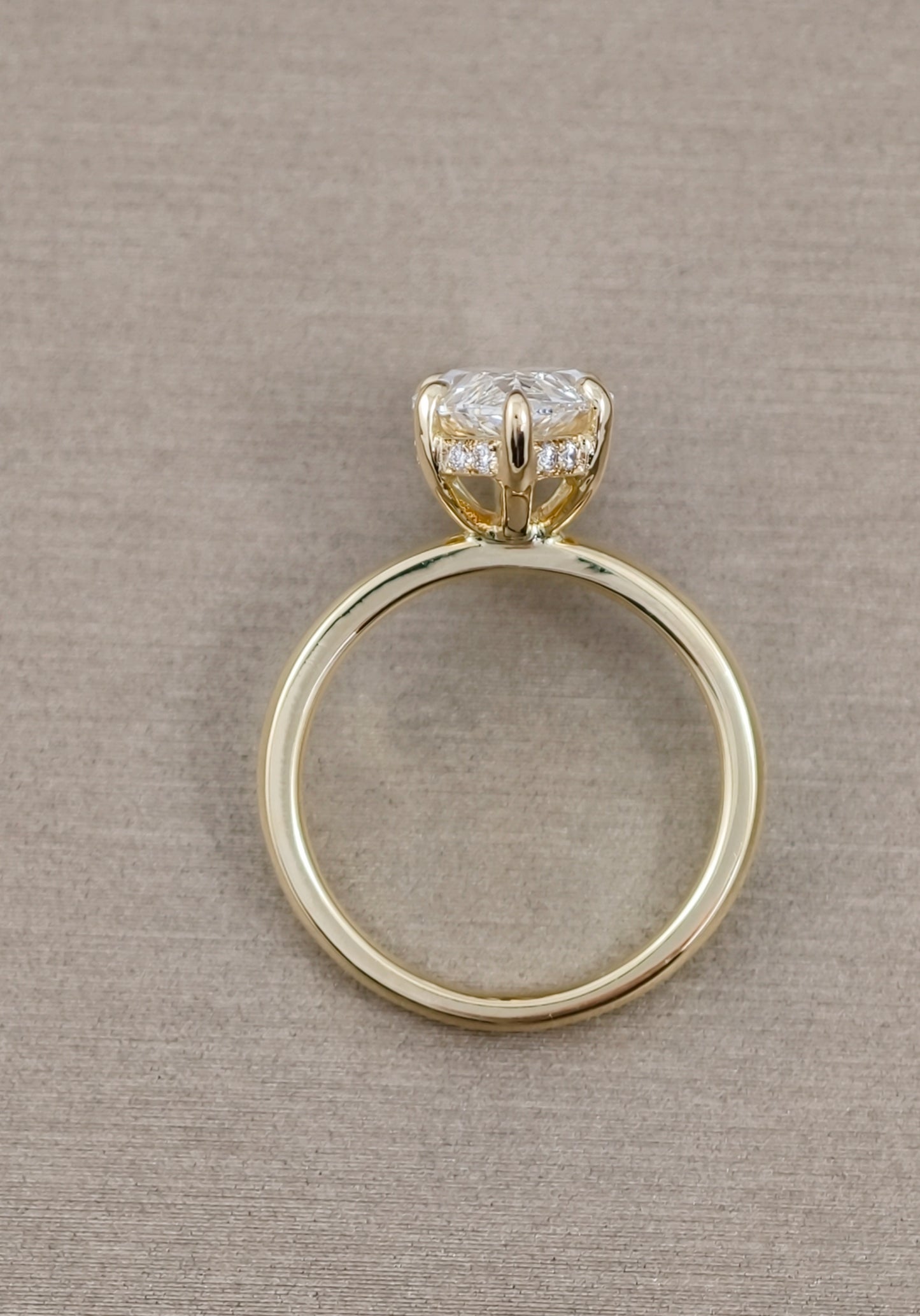 Side view of Marquise Lab Grown Diamond Hidden Halo Solitaire Engagement Ring showing Hidden Halo setting | IGI Certified | Sphere Diamond Bangkok