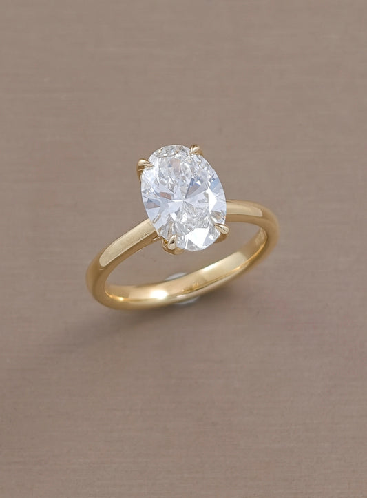 Flora Oval Tulip Diamond Petal Lab Grown Engagement Ring in Yellow Gold