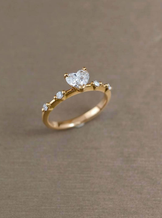 Aurielle Heart Shape Lab Grown Diamond Engagement Ring with Side Diamonds | Custom Made Lab Grown Diamond Ring | Sphere Diamond Bangkok Thailand