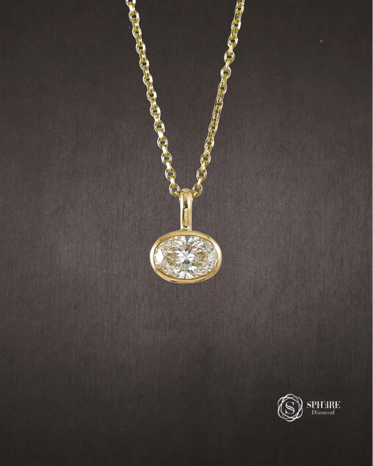 Oval Cut Lab Grown Diamond Bezel Pendant by Sphere Diamond Bangkok Thailand