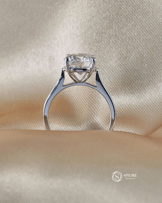 Cathedral Setting with Round IGI Certified Lab Grown Diamond Engagement Ring in 18K White Gold by Sphere Diamond Bangkok