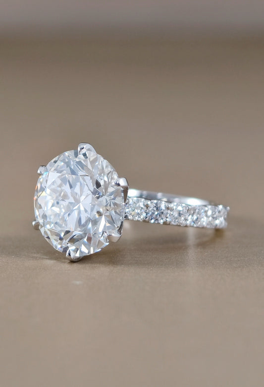 Lyra U-Prong Pavé Round Lab Grown Diamond Engagement Ring | IGI Certified