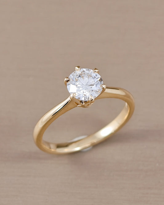 Six prong solitaire Round diamond lab grown engagement ring