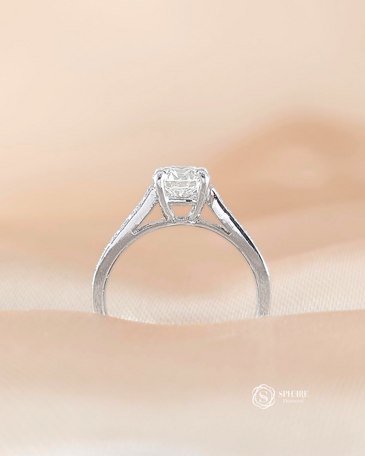 Side Profile of Seraphine Pavé Round Lab Grown Diamond Ring with Cathedral Setting | IGI Certified