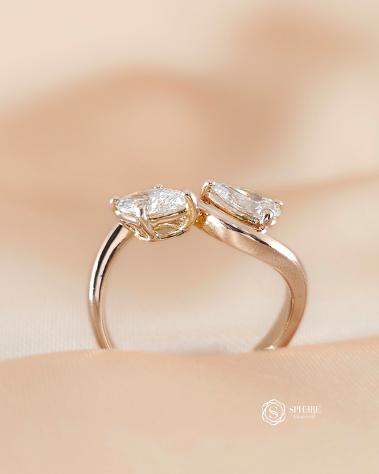 Back view of Pear and Marquise Lab Grown Diamond Engagement Ring in Bangkok | Sphere Diamond