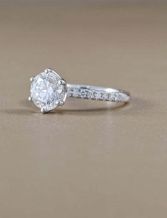 Valenor Tulip Round Lab Grown Diamond Engagement Ring IGI Certified by Sphere Diamond Bangkok