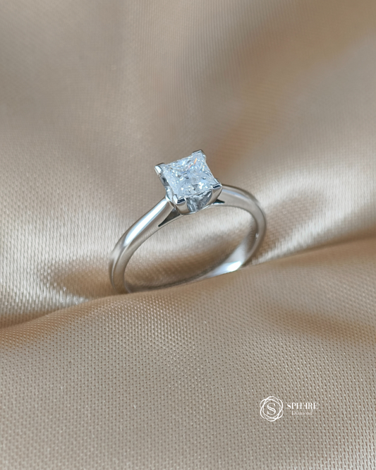 Princess IGI Certified Lab Grown Diamond V-Prong Engagement Ring Angle View | Sphere Diamond Bangkok