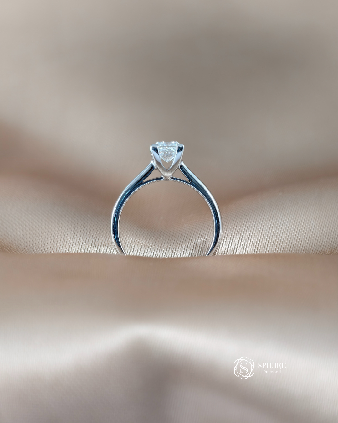 Princess Lab Grown Diamond Solitaire Engagement Ring Side View | Sphere Diamond Bangkok