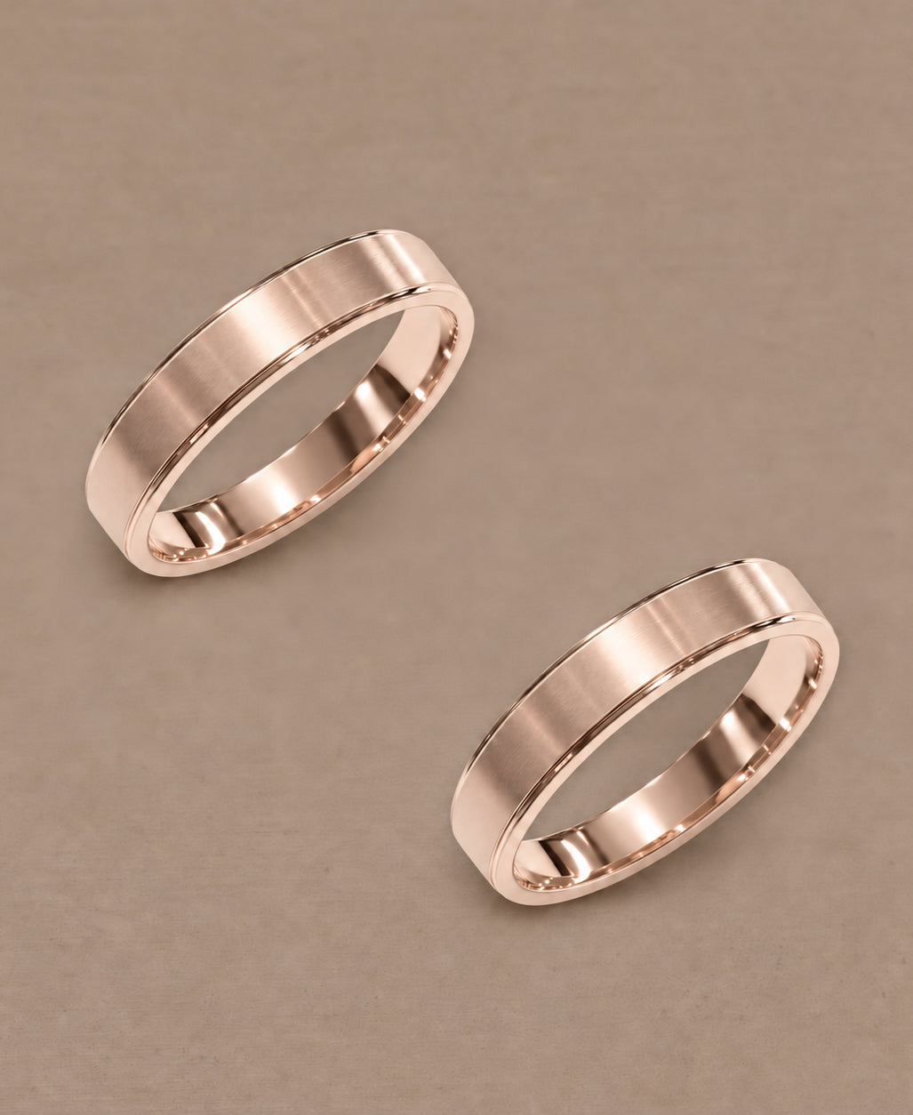 Flat Matte Pink Gold women's wedding bands custom made by Sphere Diamond Bangkok Thailand