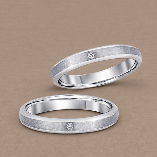 Flat Matte 1 Diamond women's Lab Grown Diamond wedding ring with polished edges by Sphere Diamond Bangkok