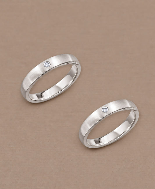 Round Matte White Gold women's wedding bands with 1 Lab Grown Diamond by Sphere Diamond Bangkok Thailand