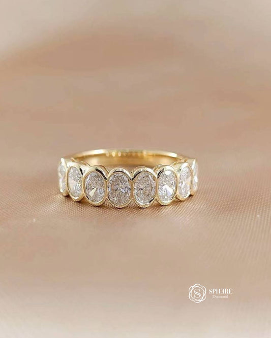 Oval Cut Diamond Half Eternity Ring