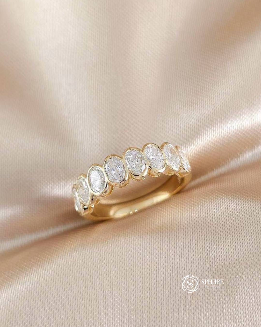 Oval Cut Diamond Half Eternity Ring