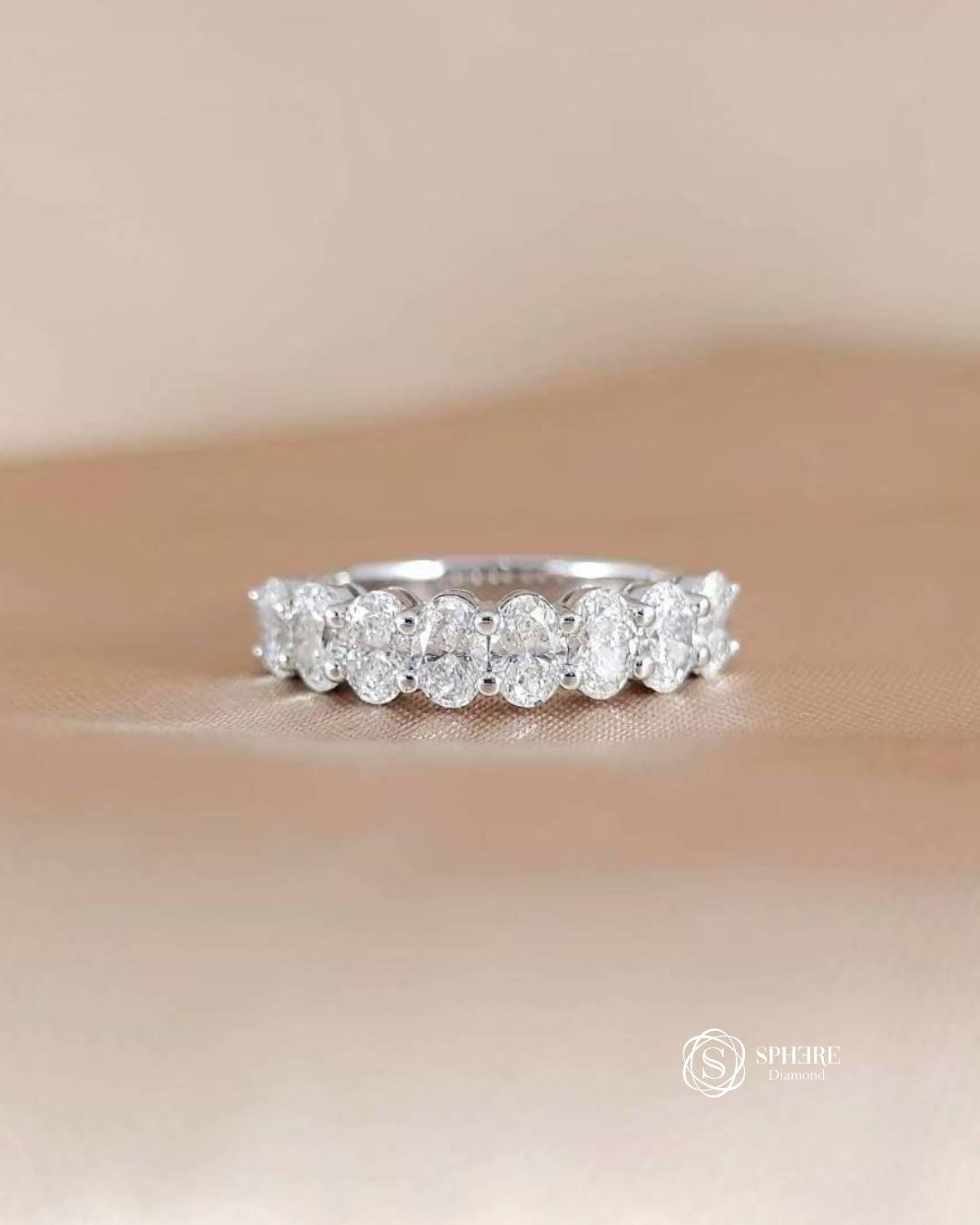 Oval Cut Diamond Half Eternity Ring