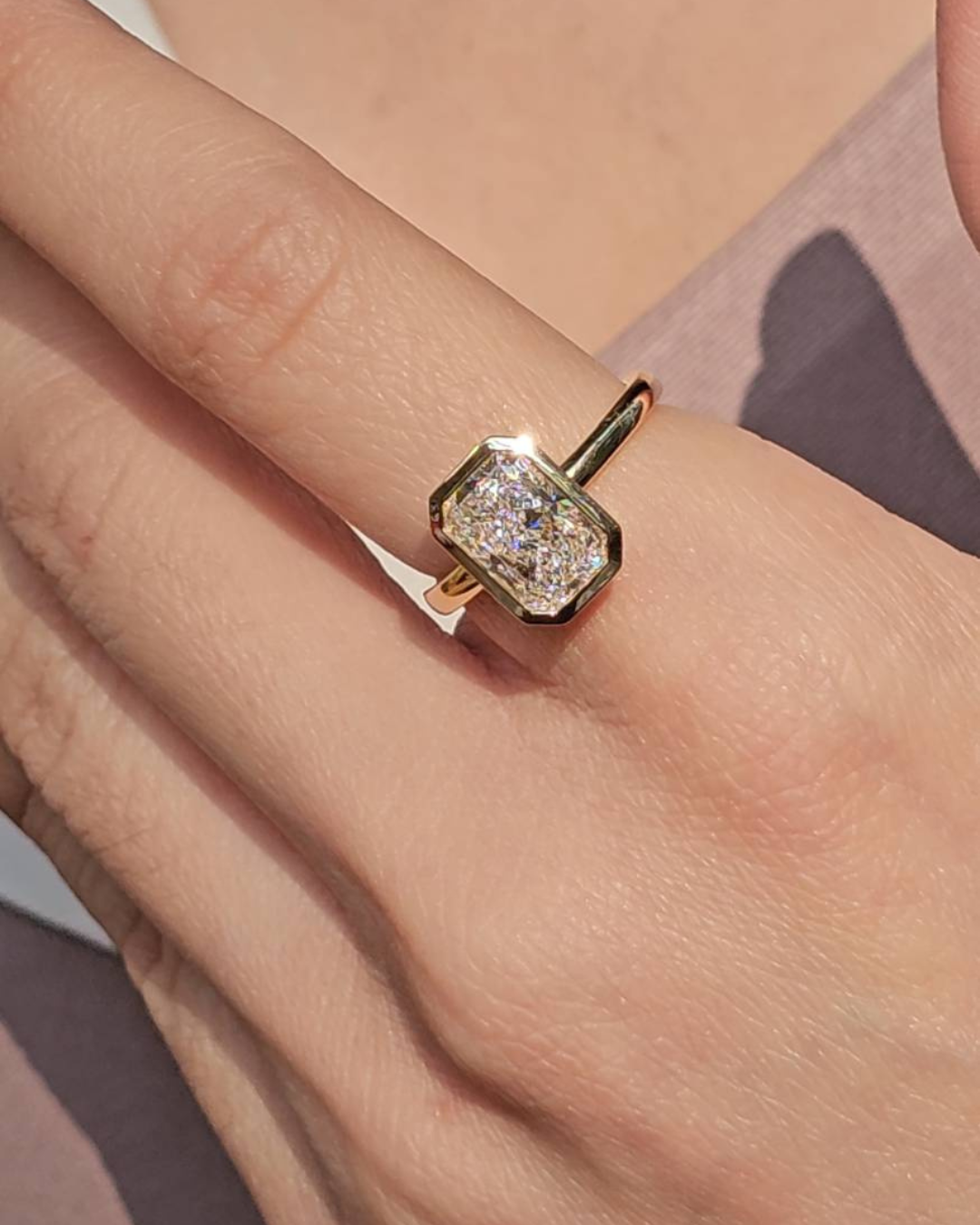 Radiant Cut Bezel Love Ring