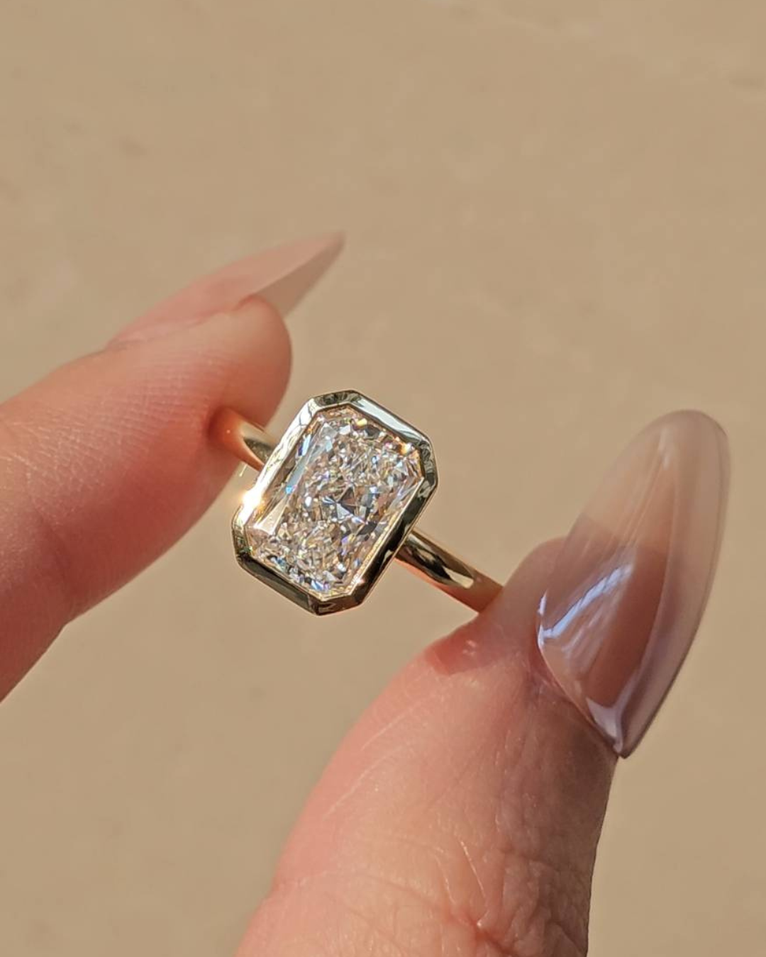 Radiant Cut Bezel Love Ring