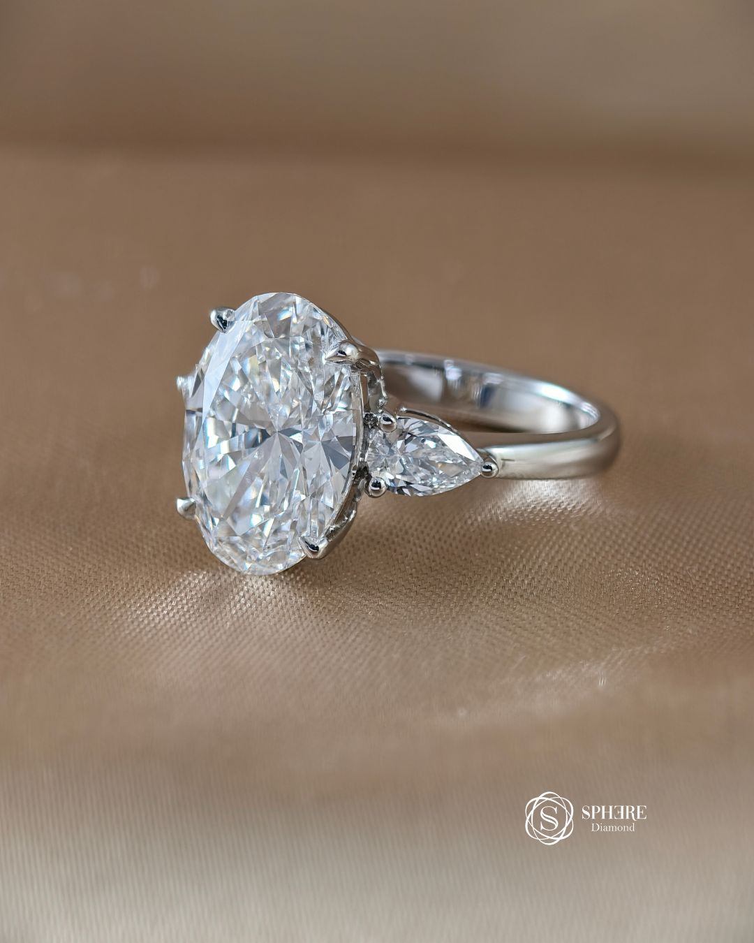 3 Stones Oval Cut Diamond Ring