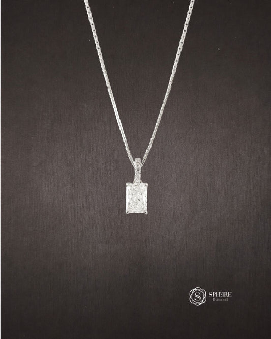 Radiant cut Diamond Pendant Necklace