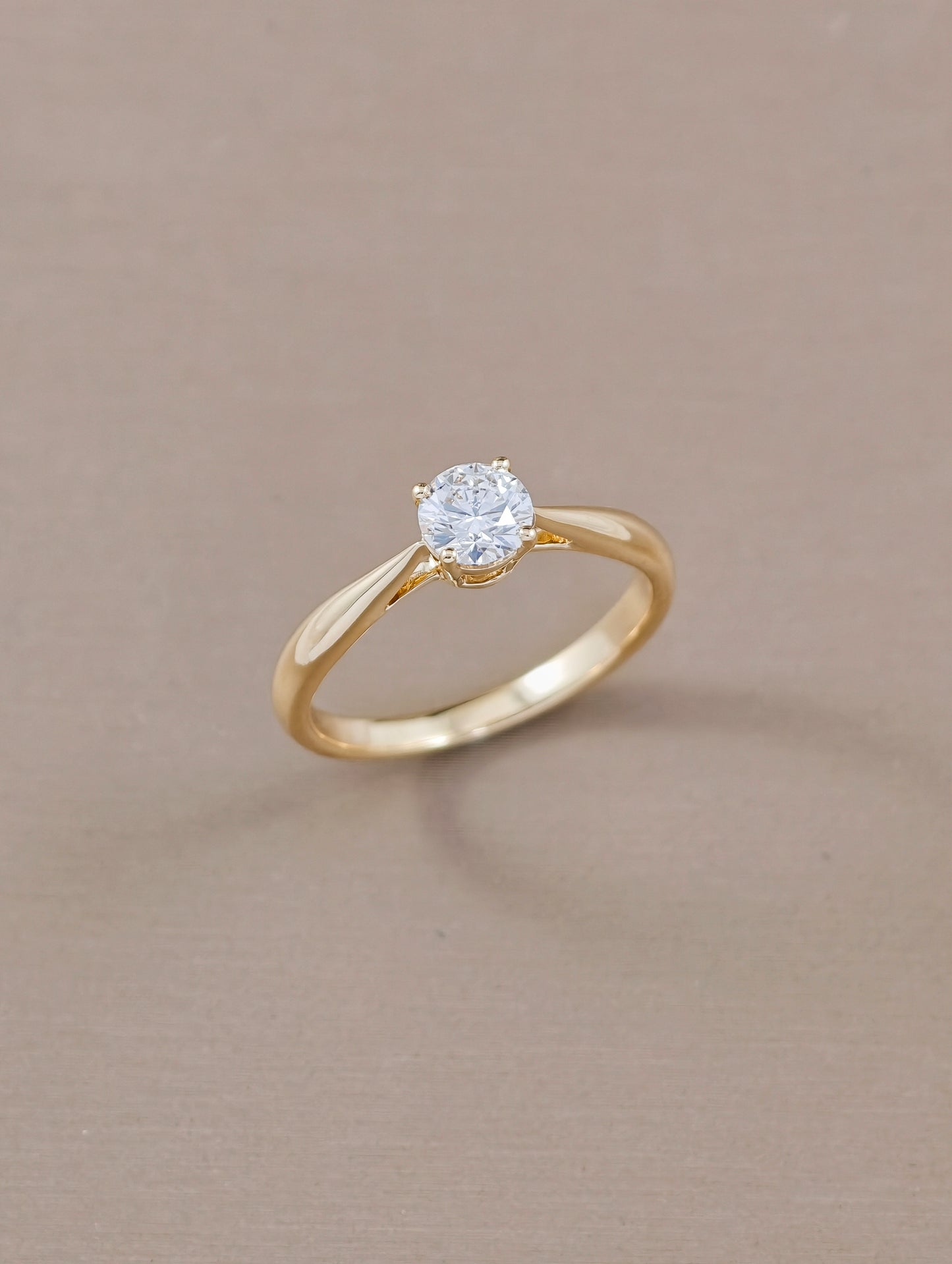 0.50 Carat Round Cut Lab Grown Diamond Solitaire Engagement Ring Yellow Gold Sphere Diamond Bangkok