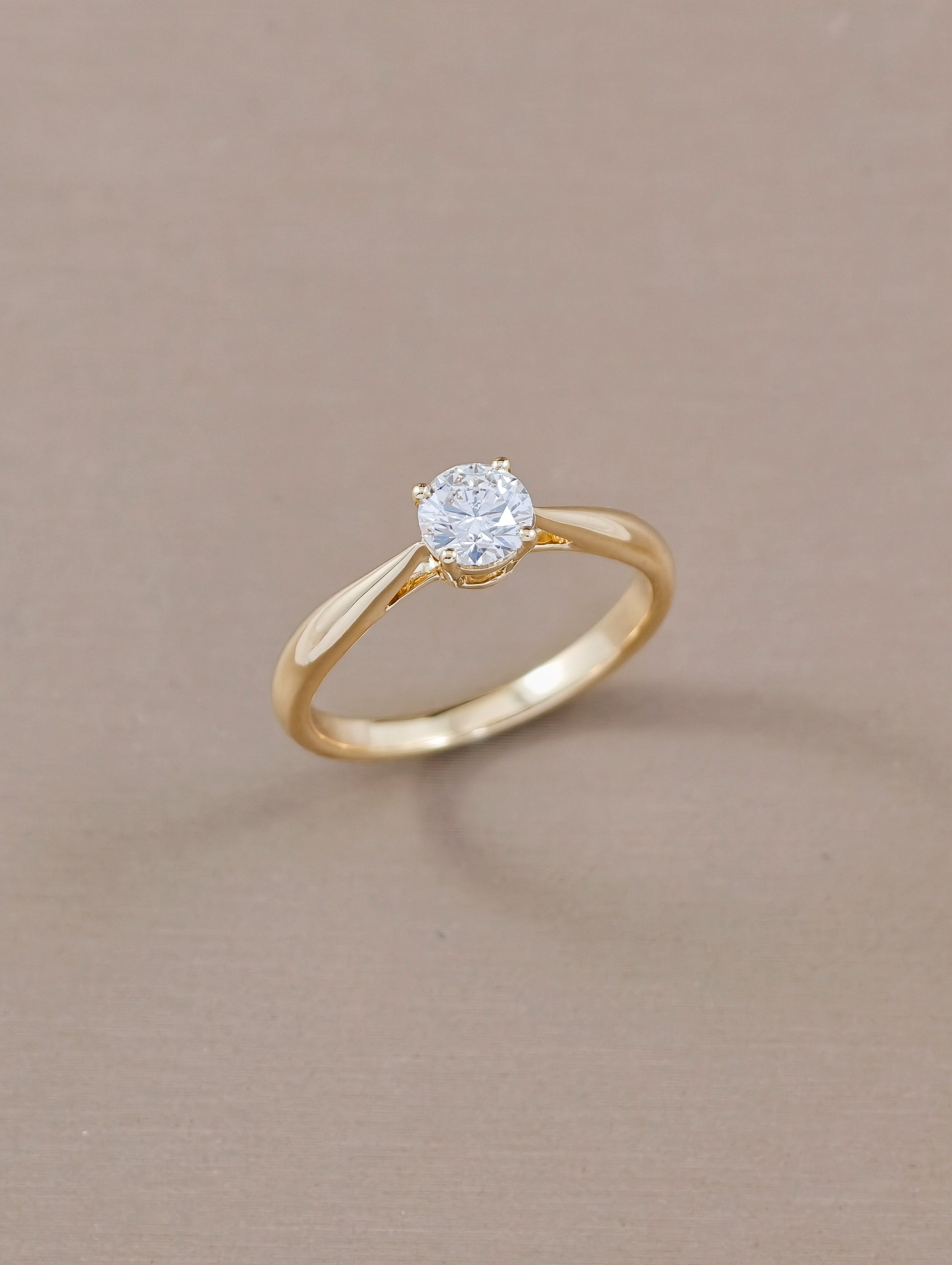 0.50 Carat Round Cut Lab Grown Diamond Solitaire Engagement Ring Yellow Gold Sphere Diamond Bangkok